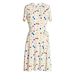 ModCloth Cherry Print retro swing Fit & Flare Dress mock neck & belt XL